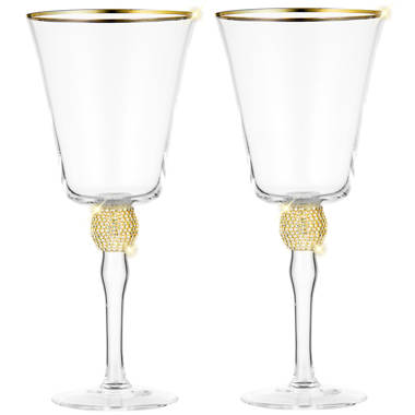 Set of 6 Small Wine Glasses on Gold Ball Pedestal – Classic Touch Decor