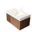 Comptoir en pierre frittée blanche de 91,4 cm (36 po) avec lavabo encastré en céramique, un trou pré-percé pour robinet, résistant aux hautes températures et à l'eau, profondeur de 91 cm (35,81 po), hauteur de 21,7 cm (8,51 po).