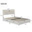 Velvet Storage Bed With 4 Drawers & LED Headboard, Upholstered Frame With USB-C Port, European Double & King, Beige-1096410924