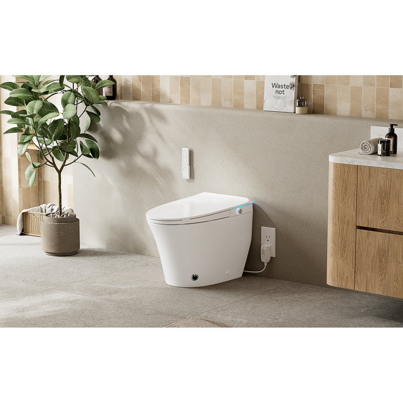 Zarautz Elongated  Smart Bidet Toilet with Clean Foam Shield Splash Proof,Built in Tank,ADA Chair Height, Heated Seat, Dryer & Foot/Remote Flush,Child wash,Dual Remote Control