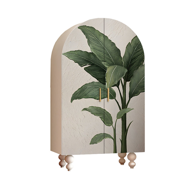 Armoire moderne à double porte arquée, Ivoire blanc