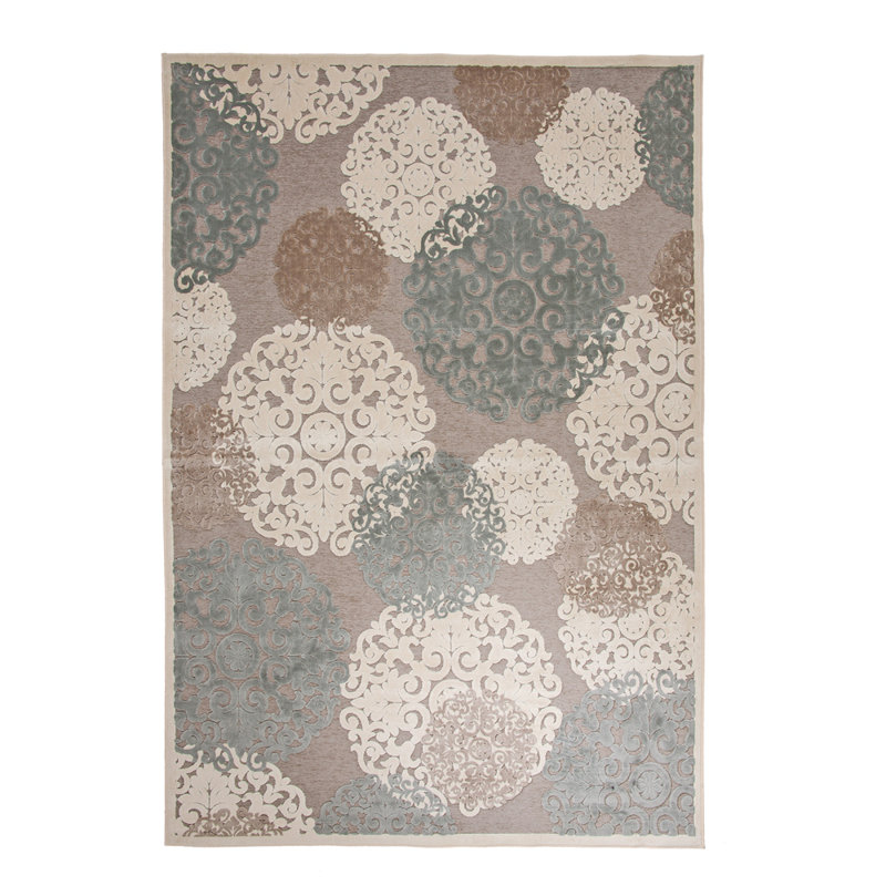 Tapis gris / brun clair / ivoire Declan, Rectangle 7 pi 10 po x 10 pi 10 po