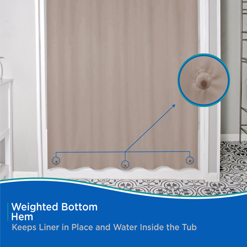 Taupe 70" x 72" PEVA Shower Curtain and Liner Set with Rings