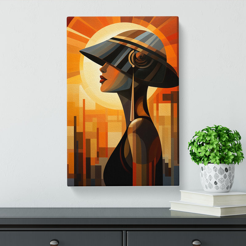 Art Deco Sunset Dadaism - Wrapped Canvas Print, 50cm H x 35cm W x 3cm D