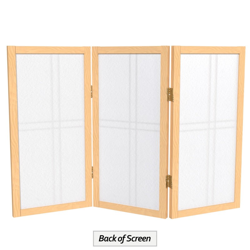 26" Desktop Double Cross Shoji Screen 4 Panel Room Divider, Natural, 3