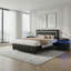 Ensemble de chambre à coucher 3 pièces, avec lit plateforme capitonné en similicuir et table de chevet DEL-1938109941-1938109943