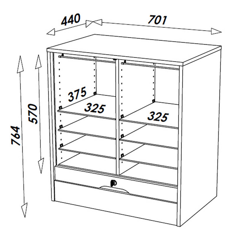 Cauley 1 -Door 8 -Shelf Tambour Unit, White