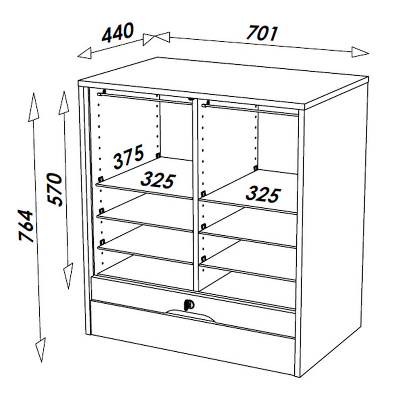 Cauley 1 -Door 8 -Shelf Tambour Unit, Cherry