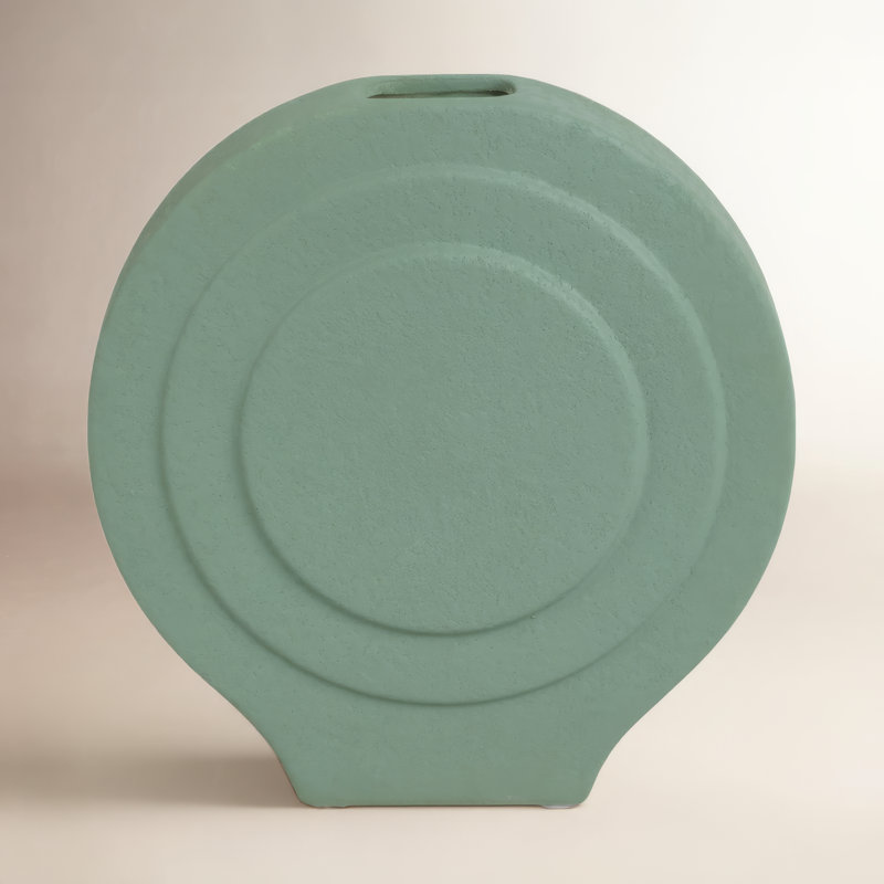 Vase rond 7 "en Dolomite, couleur unie, touche moderne à n'importe quelle pièce, Sauge foncé