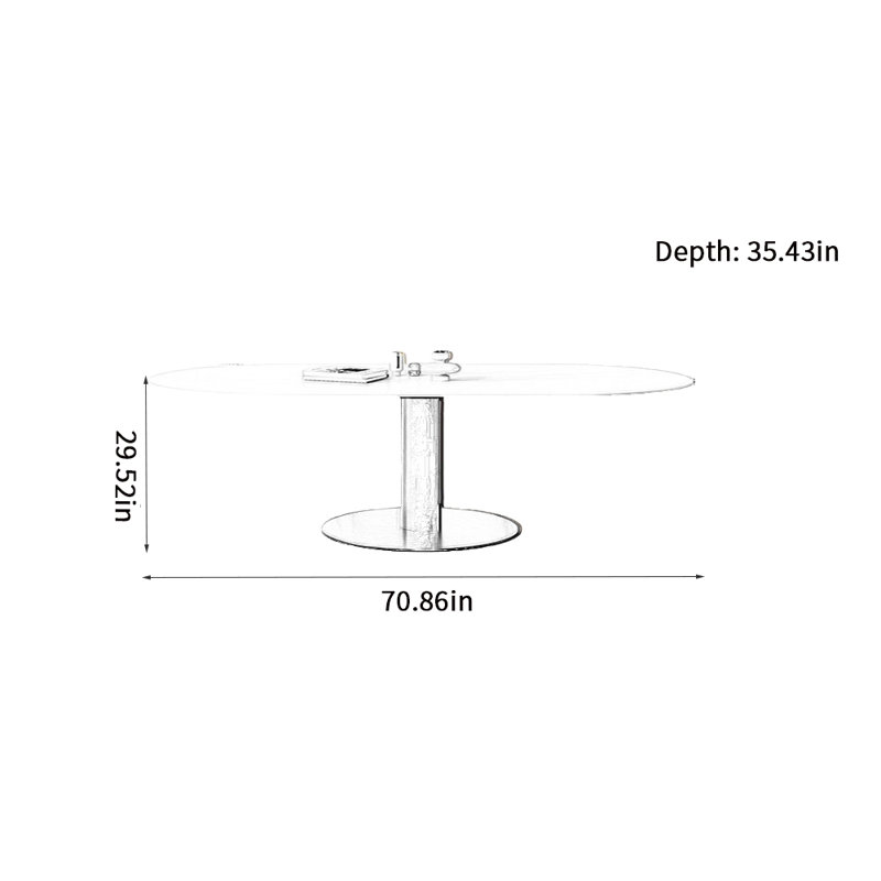Takaiyah Oval Dining Table, 29.52"H x 70.86"L x 35.43"W
