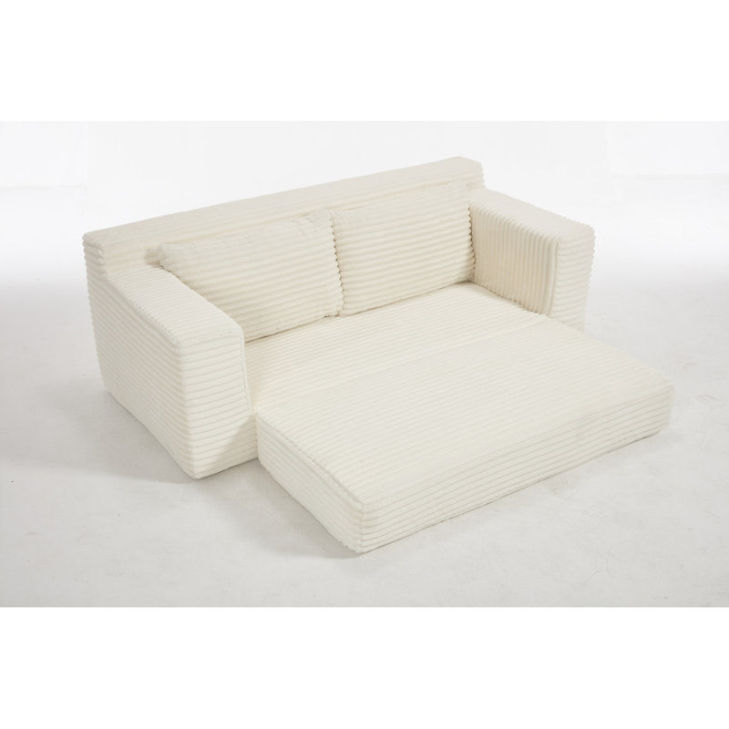 Canapé-lit à causeuse avec mousse à mémoire de forme et structure en acier - sans assemblage, conception convertible 2-en-1, tissu en velours côtelé - canapé compact pour les petits espaces, les appartements, le bureau à domicile et la chambre à 