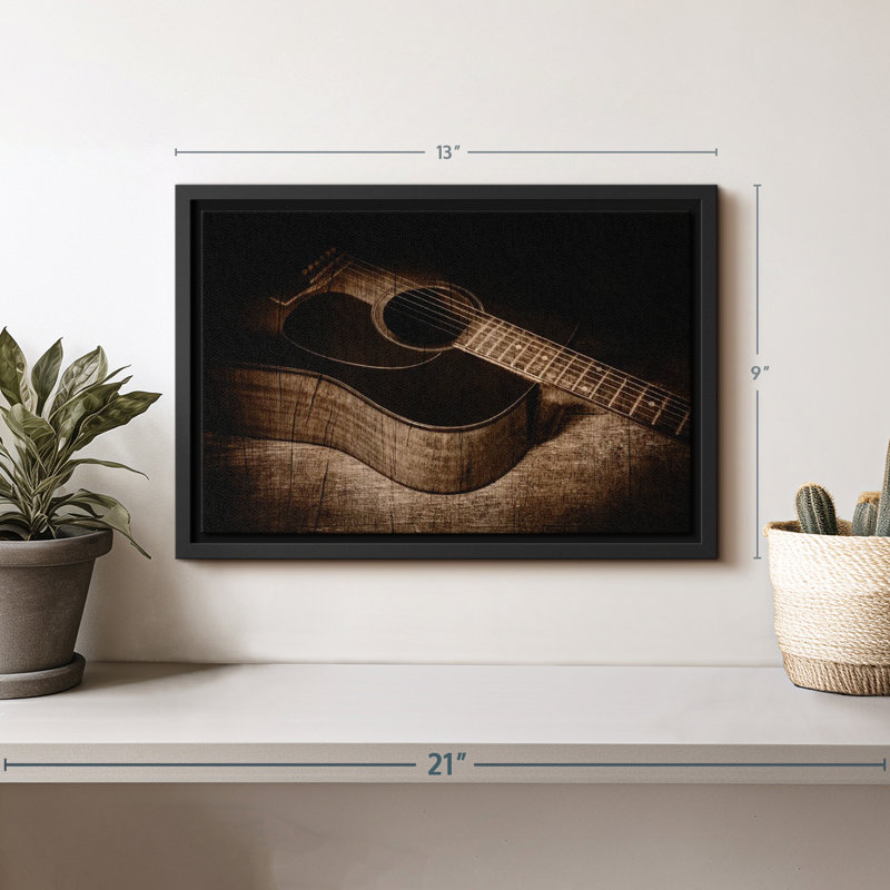 Impression sur toile de guitare acoustique rétro, H 9 po x l 13 po