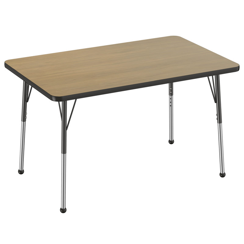 Table d'activité rectangulaire à hauteur réglable en forme de T, 24 po x 48 po, Chêne Pasadena / noir