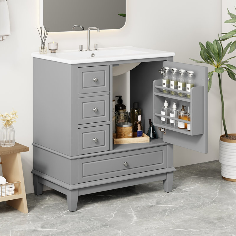 Meuble-lavabo 30 po avec lavabo, Gris