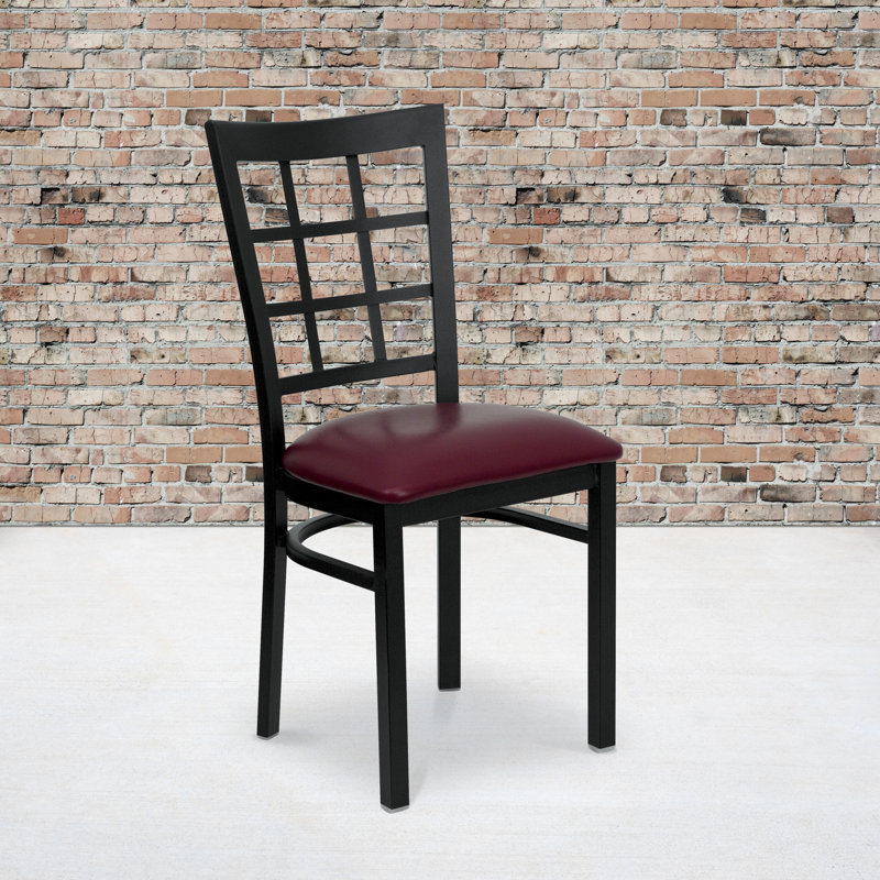 Chaise de restaurant en métal Prompton Modern, Vinyle bourgogne