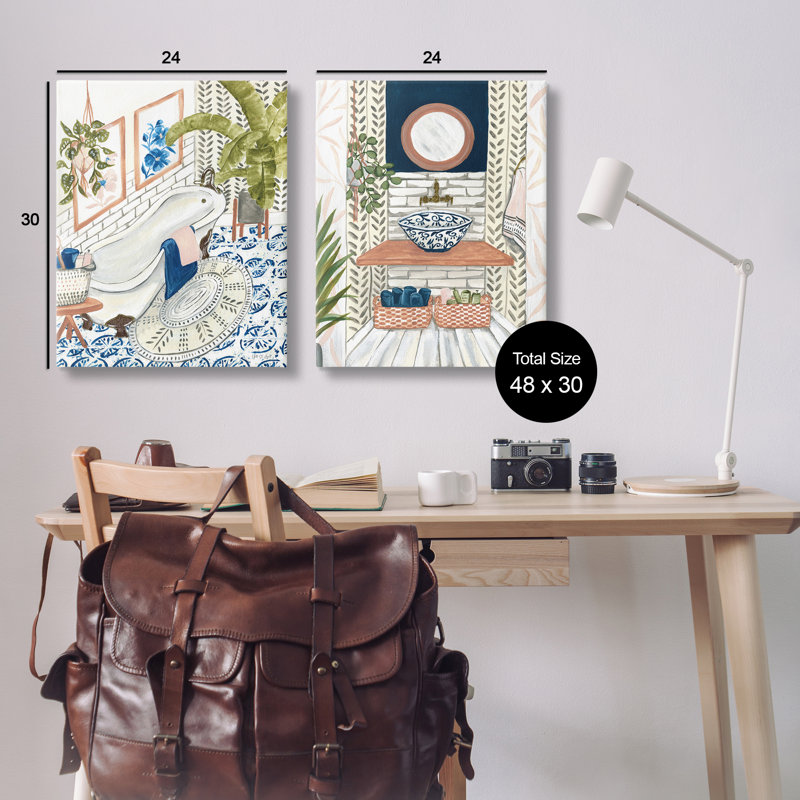 «Boho Chic Bathroom 2 PC Canvas Wall Art» par Yvette St. Amant, H 30 po x l 24 po