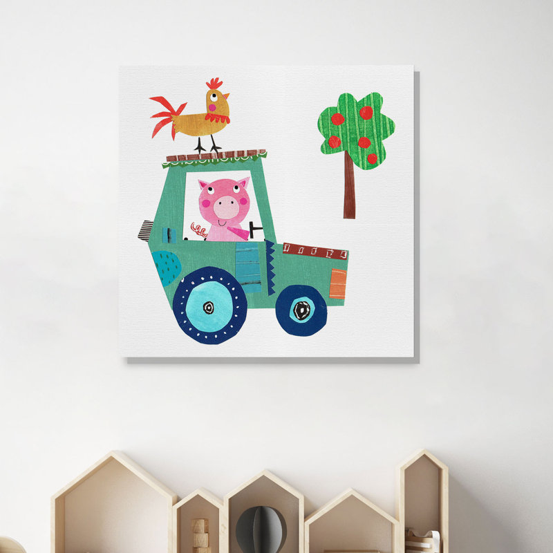 « jolie farm porc », peinture sur toile tendue, H 40 po x l 40 po x P 1,5 po