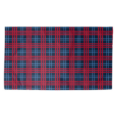 Bleu/rouge/blanc fait à la main à motif écossais Tapis décoratif