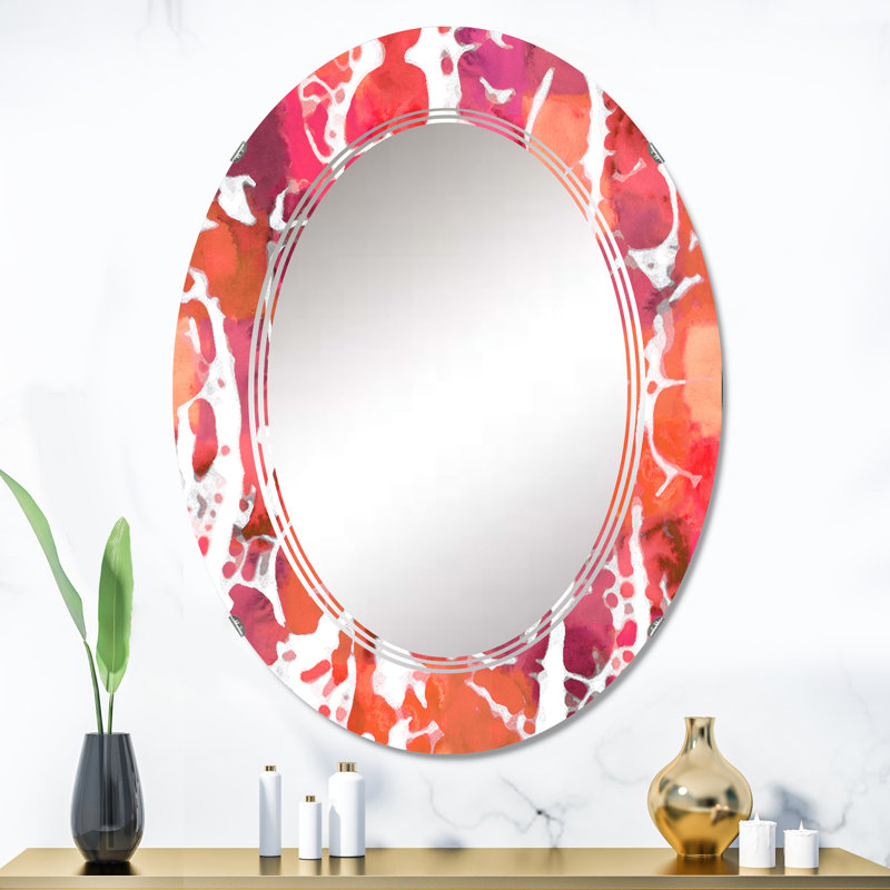 Miroir mural rouge et orange à motif grunge, 36 po x 24 po