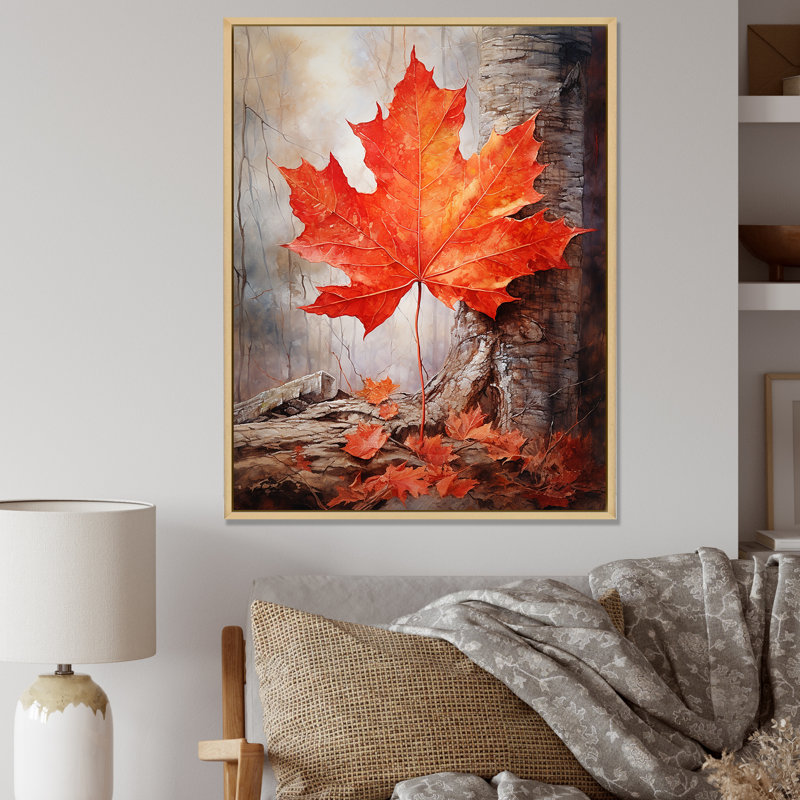 «Maples Mark Autumn Red I» sur toile, Cadre flottant naturel, H 20 po x l 12 po x P 1 po