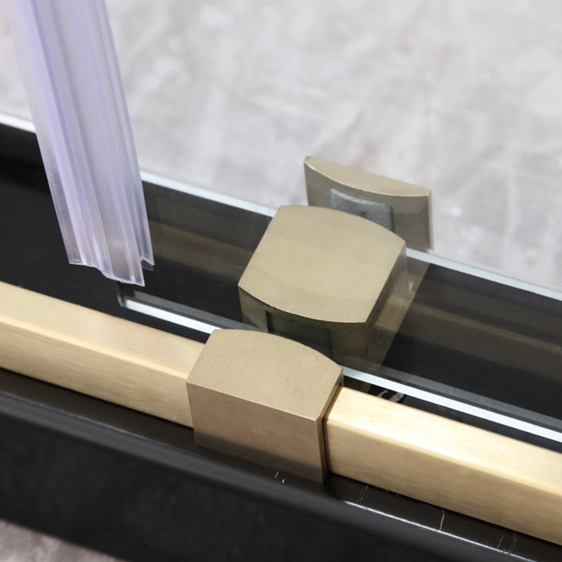 60" Width X 76" Height Shower Doors, Brushed Gold, Seamless Design - Bathroom Harmony Gold Doors 60"x76", 3/8" Clear Tempered Glass Elegance Restored