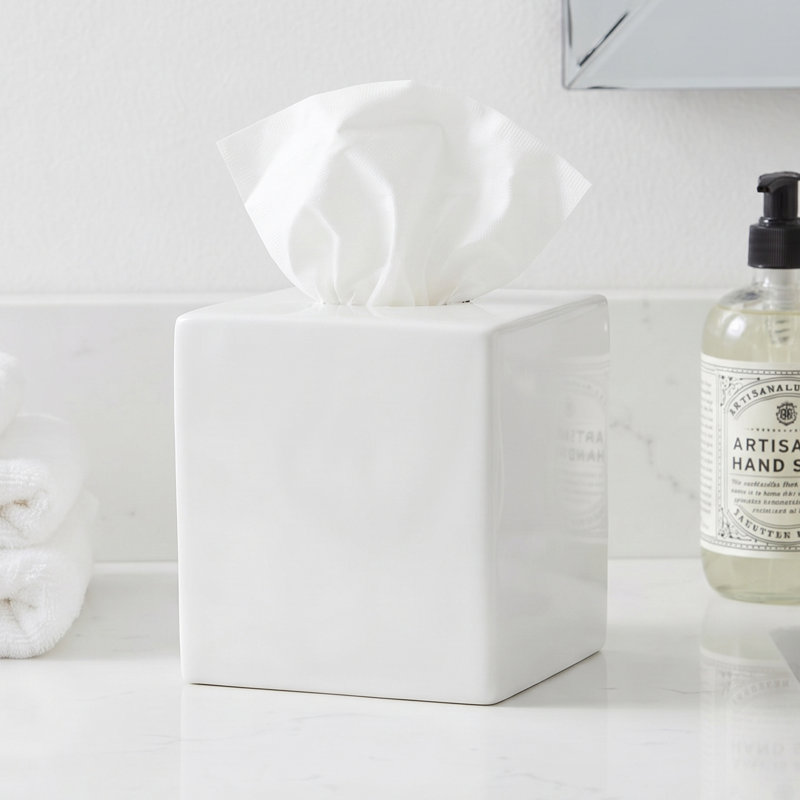Porte-boîte de mouchoirs Basic Luxury, Blanc