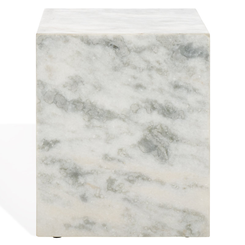 Yantarni Marble Plinth Accent Table, White