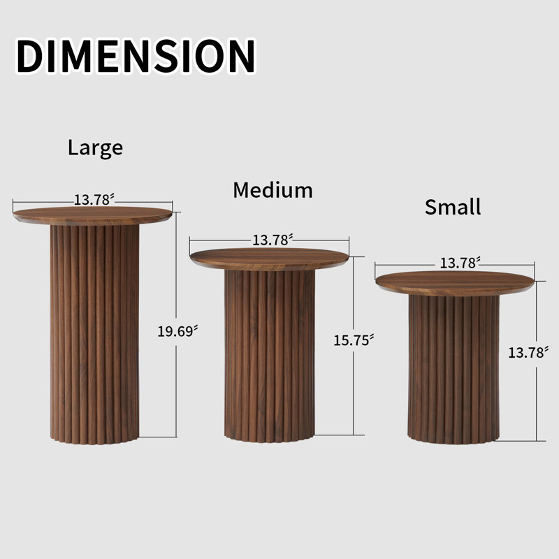 Ensemble de tables basses 3 pièces Azueta, Brun
