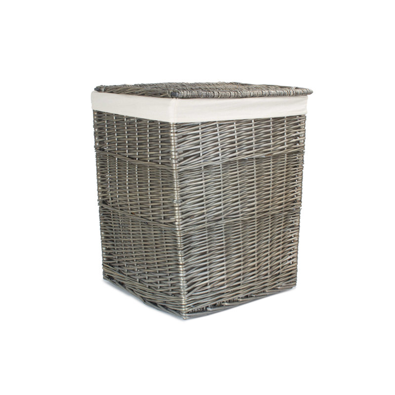 Wicker Lined Laundry Basket, Large