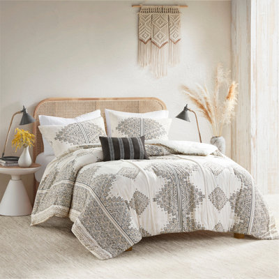 Ensemble d'édredon imprimé 4 pièces avec coussin décoratif