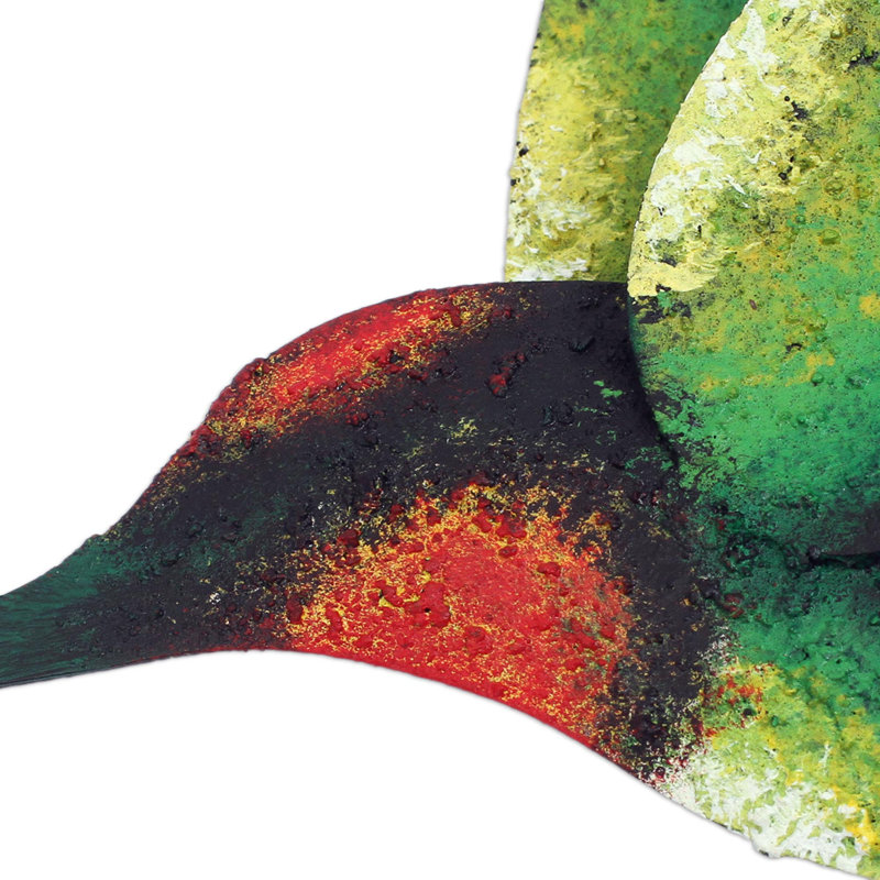Décoration murale en acier délicieuse hummingbird sculpture, H 8,75 po x l 8,75 x P 2,4, Vert