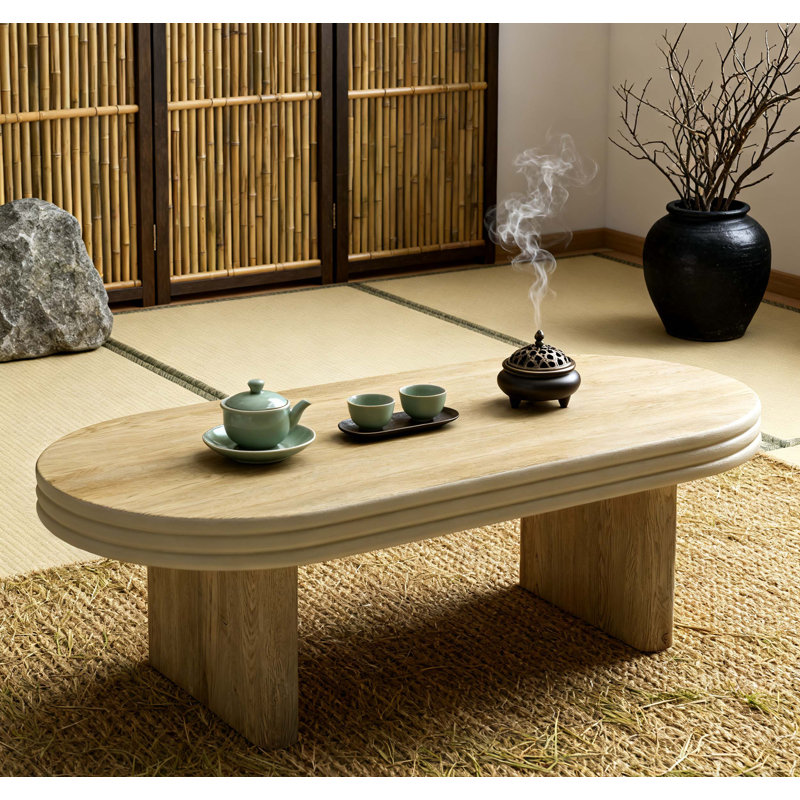 Table basse ovale moderne Mid Century, Naturel