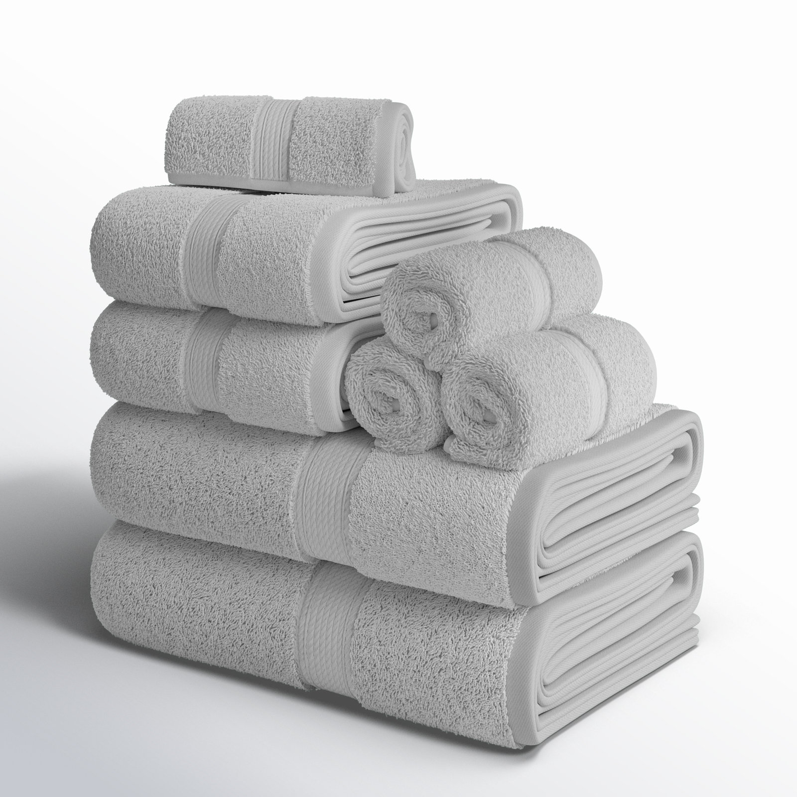Renata 8-Piece Egyptian Cotton Towel Set, Silver