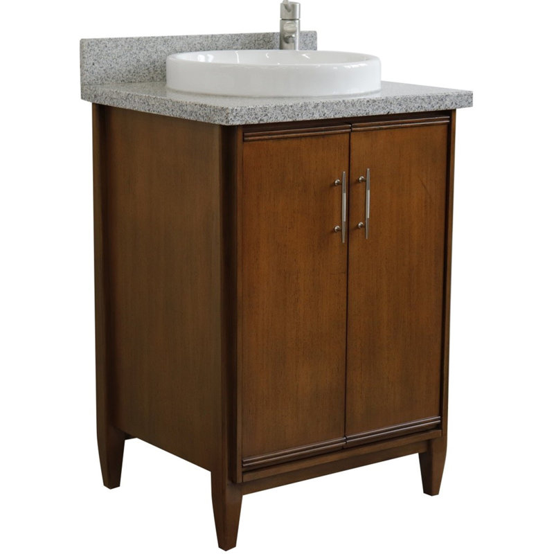 25'' Single Bathroom Vanity with Top, Gray Granite