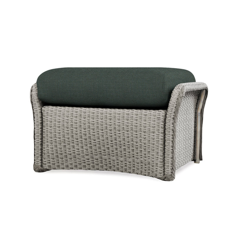 Weekend Retreat Outdoor Ottoman, Flagship Lapis Sunbrella®, Pewter