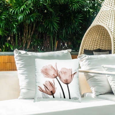 Coussin d'extérieur simple imprimé tulipes transparentes, design par Albert Koetsier
