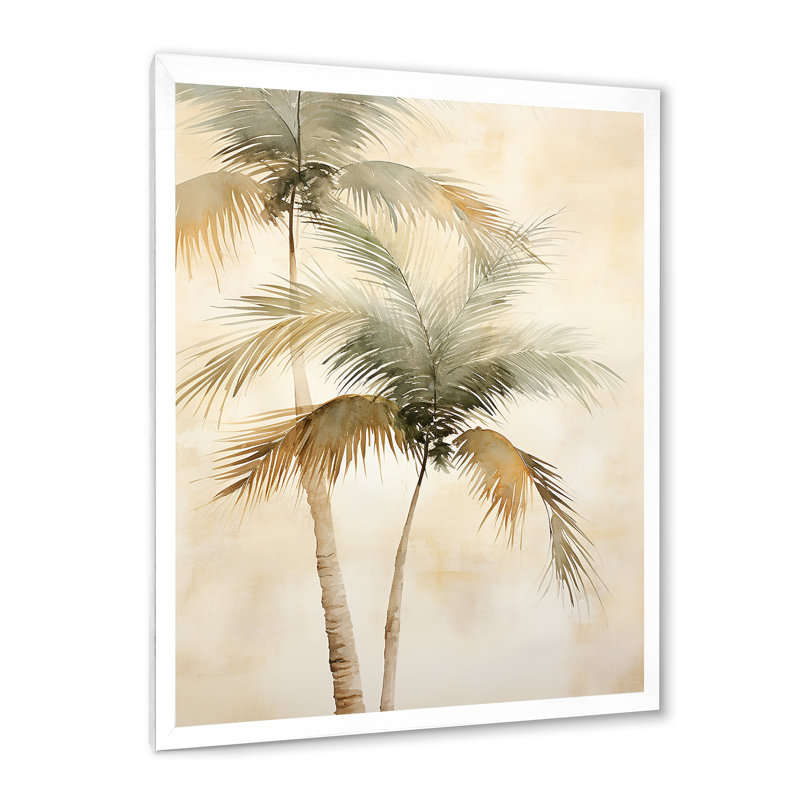 Rétro palmiers tropicaux rétro sur toile, H 40 po x l 30 po x P 1,5 po, Cadre blanc