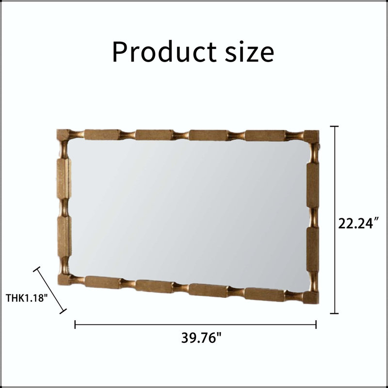 Gold Bamboo-Style Rectangular Wall Mirror