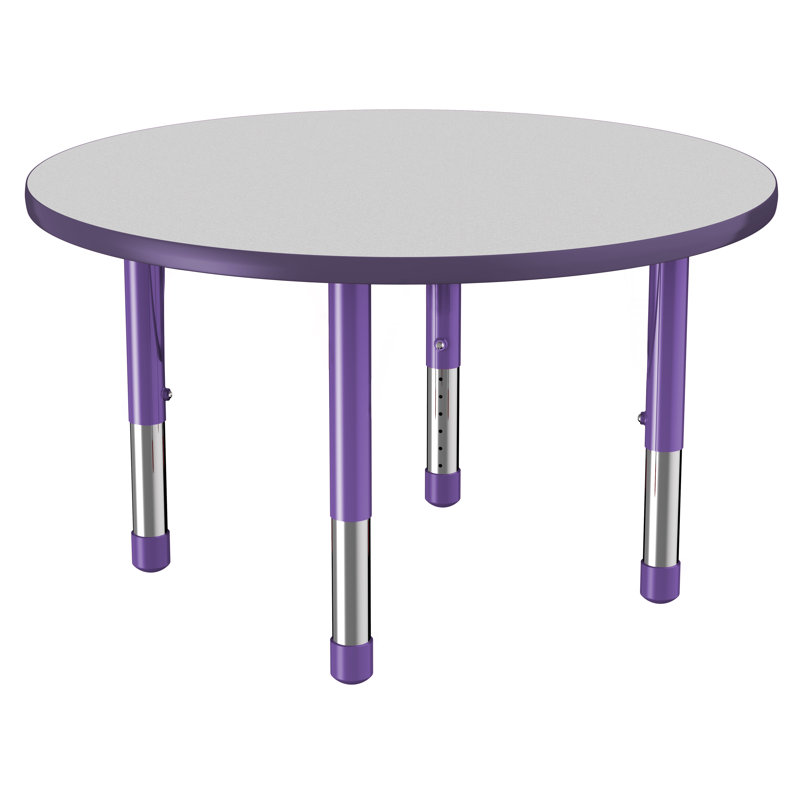 Table ronde à hauteur réglable, 36", Grey/Purple, Épais