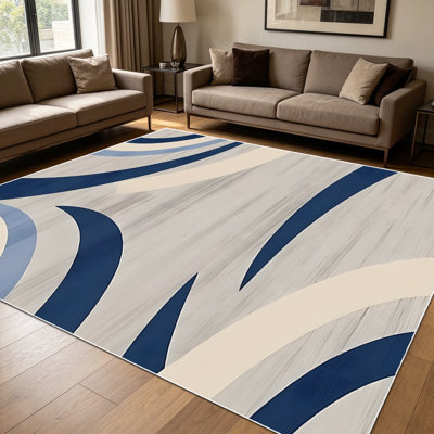 Tapis de tourbillon géométrique moderne de 1 pièce pour le salon, doux et confortable, adapté à toutes les saisons, facile à entretenir, lavable à la machine, convient pour la salle à manger, la chambre à coucher, l'entrée, la cuisine, le patio, la décoration intérieure et extérieure.