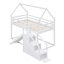 Lit mezzanine simple au dessus d'un lit simple ou lit superposé avec glissade et escalier, blanc-39262746