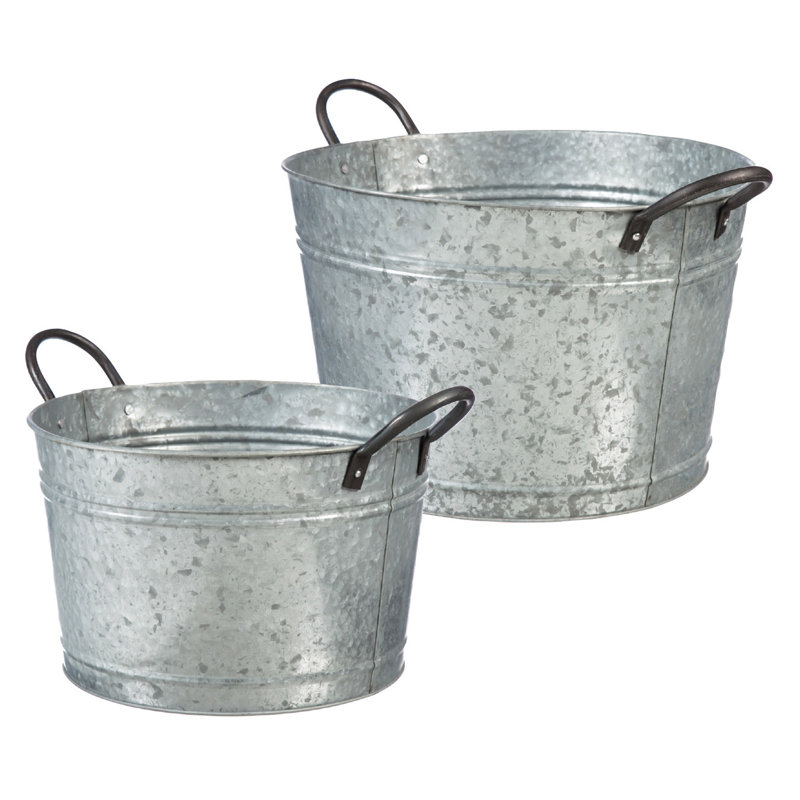 Ensemble de 2 pots en métal galvanisé