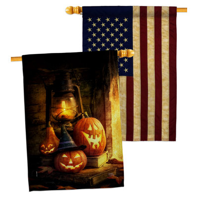 Double Sided 40'' H x 28'' W Polyester Halloween House Flag