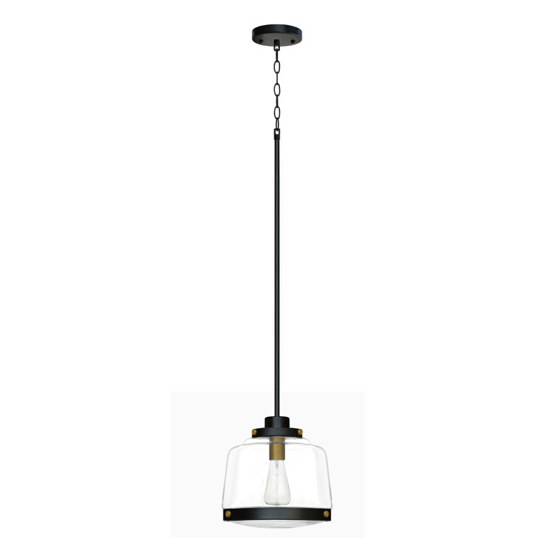 Luminaire suspendu cylindrique à 1 lumière, Naturel / doré naturel