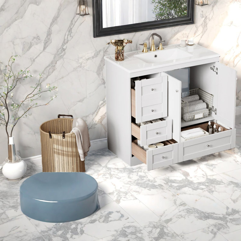 Meuble-lavabo et évier en pouces, meuble-lavabo en MDF Shaker pour la maison