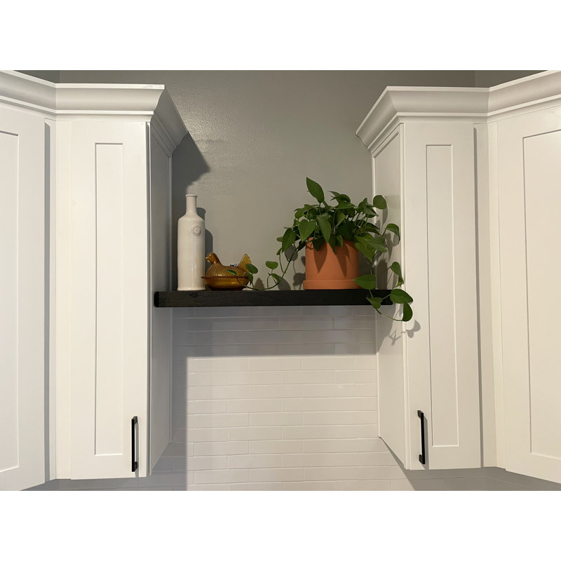 Pine Floating Shelf, 2" H x 36" W x 12" D, Black