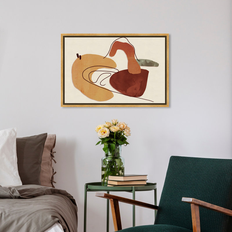 Abstrait désert délicat, blanc moderne et contemporain - impression, H 16 po x l 24 po x 1,5 po, Encadrement doré