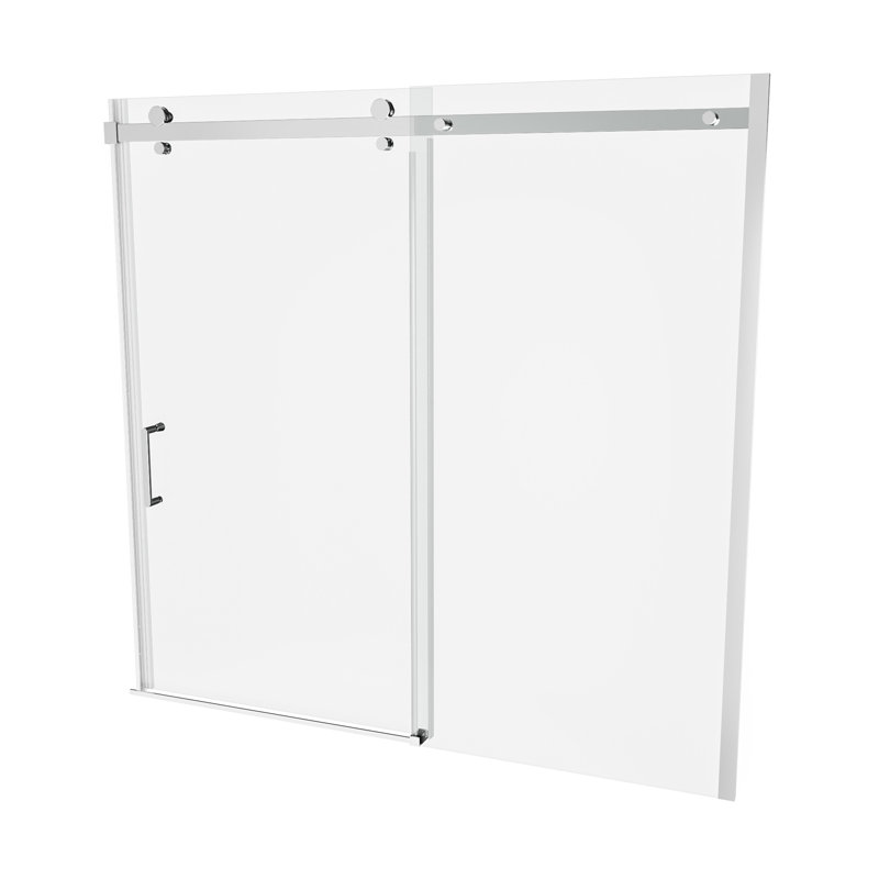 5/16 In.  8mm  Clear Heavy - Duty Tempered Glass For 56 60 W X 58 H Semi Sliding Bathtub Door, Rust , Wall Profile Adaptability, Smooth Door With Glass, Rustproof Fully Adjustable Dimensions, Easy