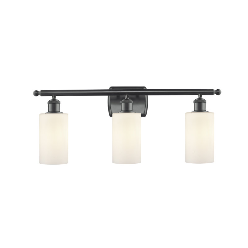 Éclairage de salle de bain à intensité variable à 3 lumières Mallette, Ampoule DEL rétro de 3,5 watts, Noir mat, Blanc mat