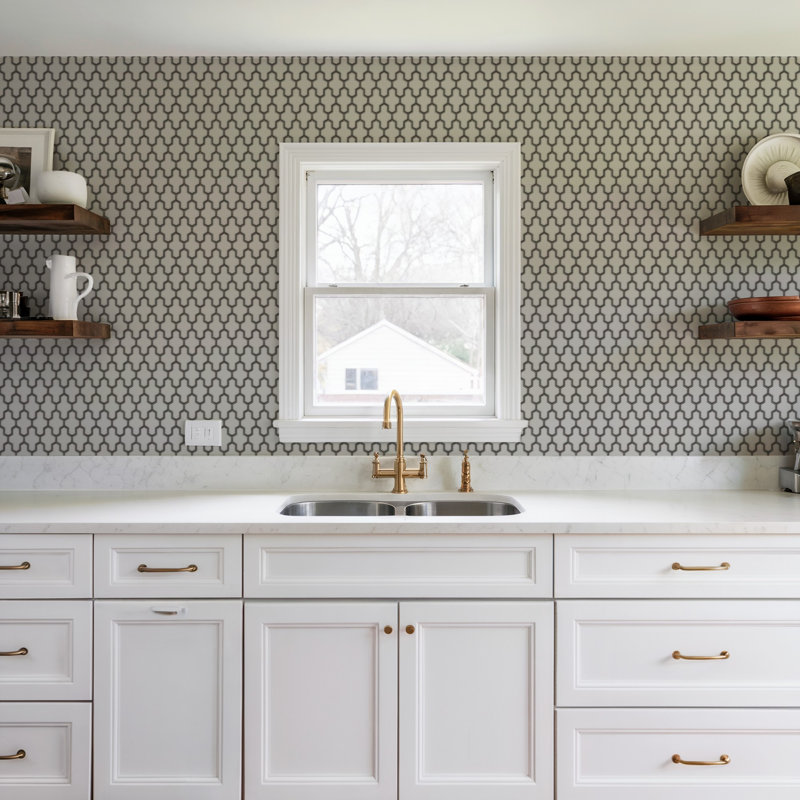 Geometric Silk Wallpaper, White